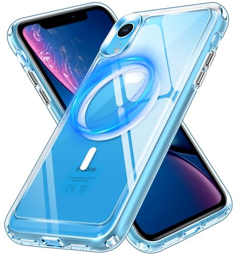 ivoler Klar Magnetisch Hülle für iPhone XR 6.1 Zoll, [Kompatibel mit MagSafe] [Nie Vergilbung] [Militärischer Schutz] Stoßfest Kratzfest Transparent Schutzhülle Durchsichtige Handyhülle Case
