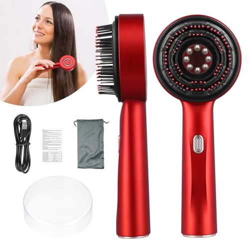 3 in 1 Electric Scalp Massaging Brush with IPX7 Waterproof,Cordless Red Light Hair Massager,Scalp Massage Comb,Hair Oil Applicator,Massager for Stimulates Hair Growth(Red)