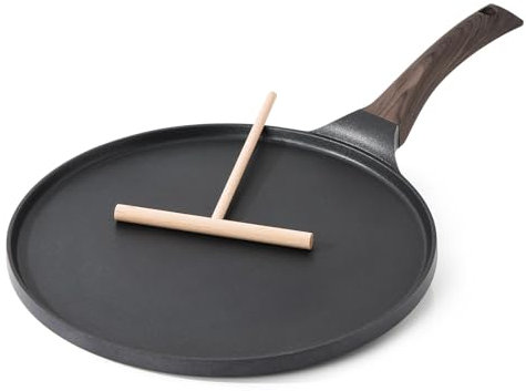 SENSARTE Padelle per Crepe 30cm Con Rivestimento Antiaderente In Granito, Crepiera con Distributore di Impasti, Per Ogni Piano Cottura Incluso l'Induzione