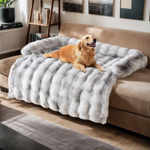OKYUK Hundebett, super bequemer Hundekorb, Hundesofa, Sofabezug, Handwäsche, rutschfest, geeignet für Hunde (Grau Shaggy Farbverlauf, L 75 x B 75 x H 13 cm)