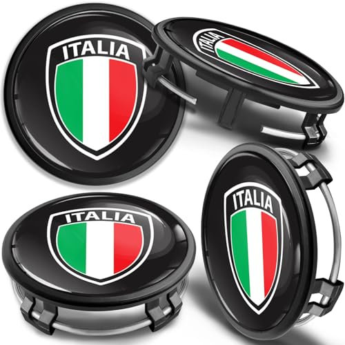 SkinoEu 4 x 75 mm Nabendeckel Felgendeckel Kompatibel mit Mercedes Benz Radnabenabdeckung Nabenkappen Felgenkappen Radkappen Alufelgen Rot Weiß Grün Schwarz Italien Flagge cm 76