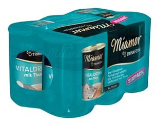 MIAMOR - Vitaldrink | Leckerer Drink für ausgewachsene Katzen zur Förderung der Flüssigkeitsaufnahme. Ergänzungsfutter in der Dose zur Unterstützung der Nierenfunktion | 4x6x135 ml Thunfisch
