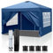 Bonnlo Pop-up Pavillon, Faltpavillon 3x3m, Höhenverstellbar, Wasserdicht Partyzelt mit 4 Seitenteilen, Gartenpavillon für Outdoor Hochzeit Garten Camping Party, Grau (Blau mit Sandsäcken)