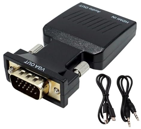 HDMI to VGA Adapter Converter 1080P with Audio - VGA Male to HDMI Female Converter for PC, Laptop, Monitor, Projector, HDTV, PS3/4 - Supports Full HD 1920x1080 & 3.5mm Stereo Audio
