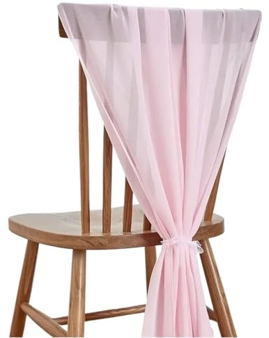 NRBMZYEN Lot de 10 rubans de chaise en mousseline de soie - 30 x 270 cm - Nœud papillon - Housse de siège - Pour hôtel, banquet, fête de mariage - Décoration d'événement - Rose clair