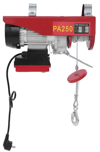 TONFEION Sollevatore elettrico 550 W 220 V argano elettrico con radiocomando, portata massima 250 kg, altezza massima di sollevamento 18 m, argano motore per officina/magazzino/costruzione
