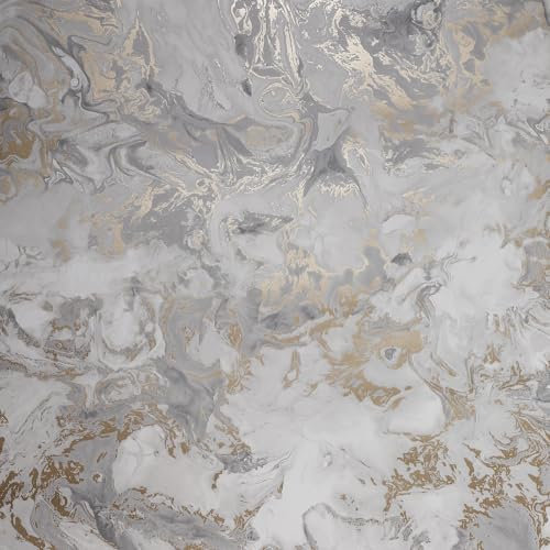 Anttyscar Silver Elixir Marble Wallpaper for Living Room, Bedroom, Fireplace, Silver Marble Effect Wallpaper - Textured Finish & Metallic Detailing, Feature Decorative Luxury Wall Paper