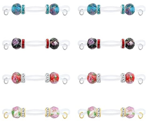 MODRSA Nipple Ring Nipple-Piercing Piercing-Jewellery: 4 PCS Adjustable Non Pierc Glazed Beads Fake Nipples Rings with Butterfly Pendant