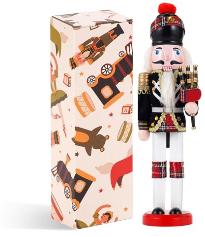 COMBIUBIIU Christmas Decorations Nutcracker Soldiers,12 inch Wooden Traditional Nutcracker Figures,Festive Collectible Ornament Gift for Thanksgiving Christmas Decor（Bagpipes）
