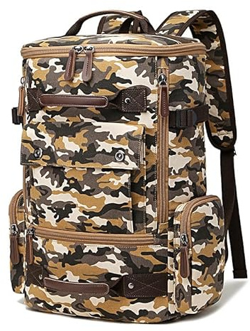 Herrenrucksack Vintage Canvas Rucksack Schultasche Herren Reisetasche Große Kapazität Laptop für Uni, Schule