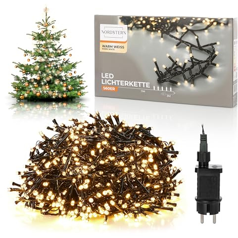 Nordstern LED Büschel Lichterkette Warmweiß 560 LEDs- Weihnachtsbaum Deko Beleuchtung für Innen & Außen mit Stecker 11 m - Cluster Tannenbaum Weihnachtsbeleuchtung