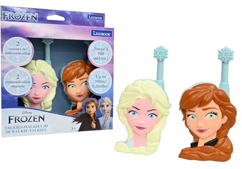 Lexibook, Frozen, 3D Walkie-Talkies, TW18FZLXB | Anna & Elsa, 500 m Reichweite, 2 Kanäle, Gürtelclip, Blau