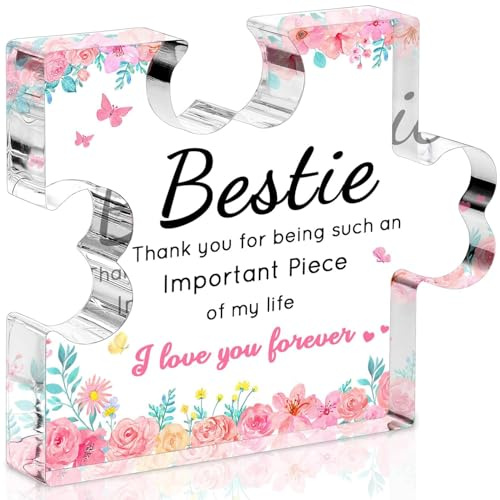 Best Friend Bestie Geschenke für Frauen – Puzzleteil, Acrylschild, herzliches Andenken an BFF Soul Sister Andenken, Geschenkidee für Mutter, Freunde und Arbeit, einzigartiges Geburtstagsgeschenk