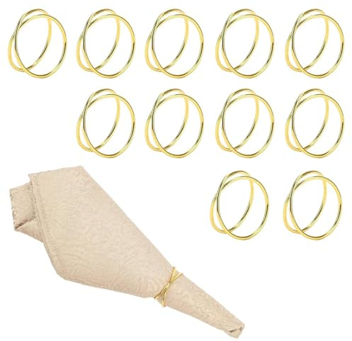 txuzong Serviettenringe Gold 12 Stück aus Zinklegierung –Doppelt gewundenes Runddesign für festliche Tischdekoration–Elegante Serviettenschlaufen geeignet für Partys, Bankette, Abendessen & Hochzeiten
