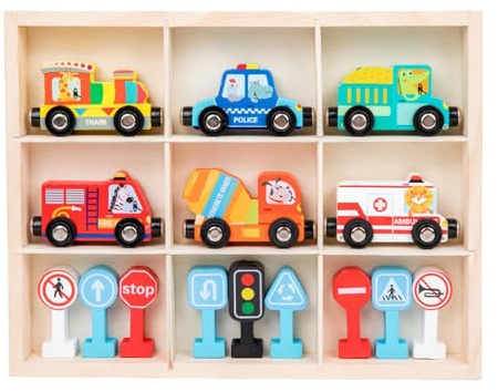 Vitsrisea Holzspielzeug-Set – Pädagogisches Magnetspiel | Spielzeugautos - Geeignet für Kinder und Mädchen ab 3 Jahren, für Zuhause, Kindergarten, Kindergarten und Innengebrauch