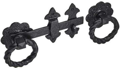 Old Hill Ironworks Gate Latch 8 (210mm) – Fleur De LYS Heavy Duty Twisted Ring Gate Latch – Rustic Wrought Iron Style Latch for Garden Gates, Fence Gates, Shed Doors & Barn Doors