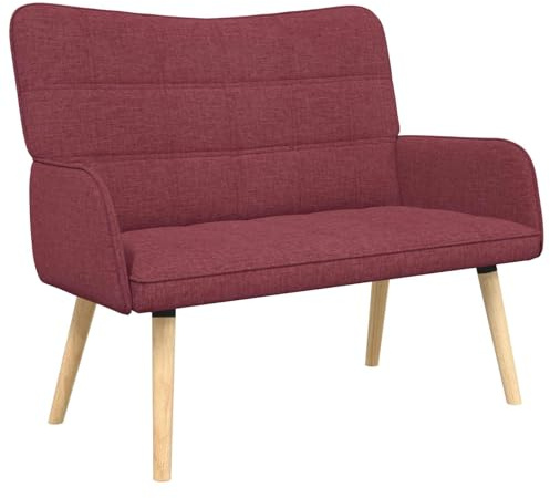 Owoxanthellate 2-Sitzer Sofa weinrot, 115 x 61 x 87 cm Polstersofa aus Stoff, moderner Zweisitzer mit Metallrahmen für Wohnzimmer und Schlafzimmer, Mid-Century Design Couch