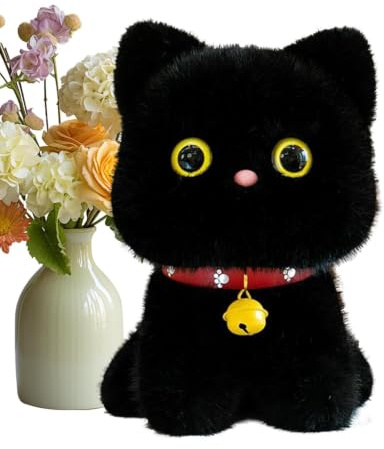 Animales de Peluche Gato Adorable Y Suave Gatito De Caricatura Con Campana | Juguetes De Peluche Para Mascota Para Niños, Regalo Navidad Cumpleaños Pascua, Colección, Decoración Hogar Sofá