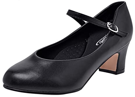 Stelle Character Shoes for Women Dance Shoes 2 Ankle Strap Dancing Heels for Ballroom Salsa Flamenco Latin Work Office Latin (2''Black,8MW)