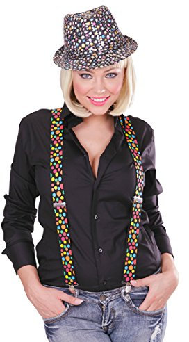 NET TOYS Gepunktete Hosenträger bunt Clown Bundhalter Bunte Hosenhalter Regenbogen Hosen Träger