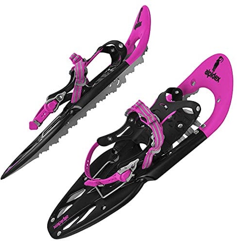 ALPIDEX Raquette Neige Adulte 38-45 Sac Transport Bâtons Telescopiques Optionnel, Couleur:Pink sans bâtons