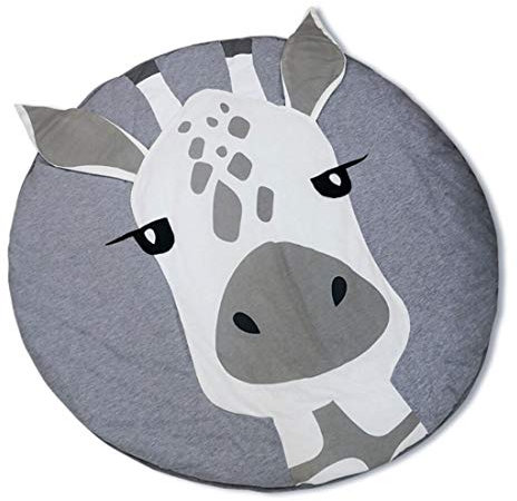 Levoberg Krabbeldecke Rund gepolstert, Krabbeldecke für Baby aus Baumwolle, 90 x 90 cm groß, Kuh Motiv, ideal auch als Babydecke, Spieldecke und Laufgittereinlage