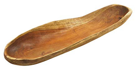 Coco Papaya Grande Coupe à Fruits en Teck 70cm / Centre de Table en Bois