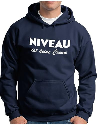 OM3® Niveau ist Keine Creme Hoodie - Herren - Fun Parodie Statement Sarkastisch Spruch - Kapuzen-Pullover Navy, XXL