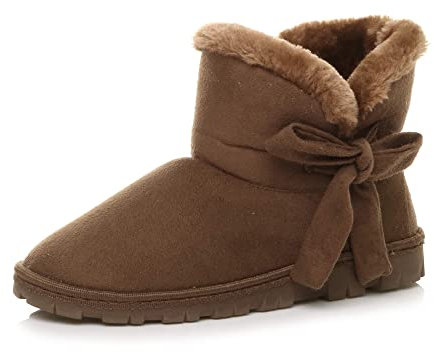 AJVANI flat pull on cosy fur lined ankle boots booties slippers size 8 41