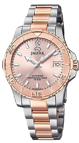JAGUAR Damenuhr J871/4 aus der Kollektion Woman, Gehäuse 34 mm, Rosa mit Stahlband
