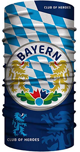 Bayern Bandana, nahtloses Multifunktionstuch 25 x 50 cm aus weicher Mikrofaser/Schlauchschal Halstuch Mundschutz Schal Tuch/Wappen Bavaria bayerisch Flagge Weiss Blau Löwe München COH