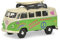 Schuco 452022800 VW T1 Bus Surfer, mit Dachträger und 2 Boards, Modellauto, Maßstab 1:64, grün/grau