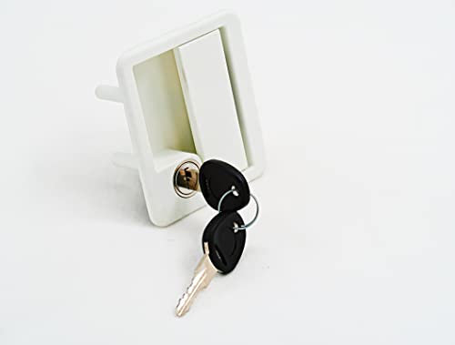 Maniglia esterna bianca per camper con chiave e cilindro per serratura FAP