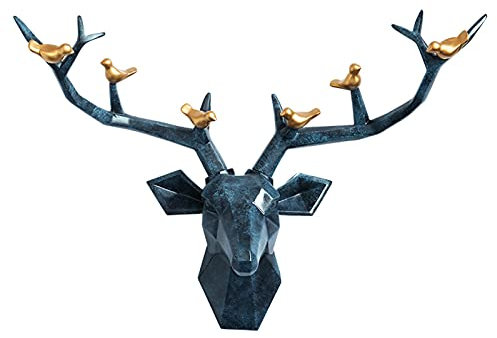 Daoyuan Hirschgeweih Hirschkopf Geweih Wanddekoration künstliche Tierkopf Wanddeko,Skulptur Anhänger Wandhalterung Landhausstil Deko,Kunstharz Wohnkultur,für Wand Wohndeko Haus Geschenk Andenken