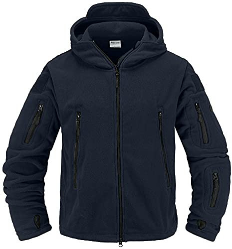 Memoryee Uomo Giacche Antivento Giacca in Pile Outdoor Militare Caldo Cappotto/Navy/M