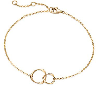 FANCIME Solide 14 Karat 585 Gelb Gold Unendlichkeit Armband Minimalistisch Bracelet Geschenk Schmuck für Damen Mädchen - Verstellbar Armkette: 17 + 3 cm