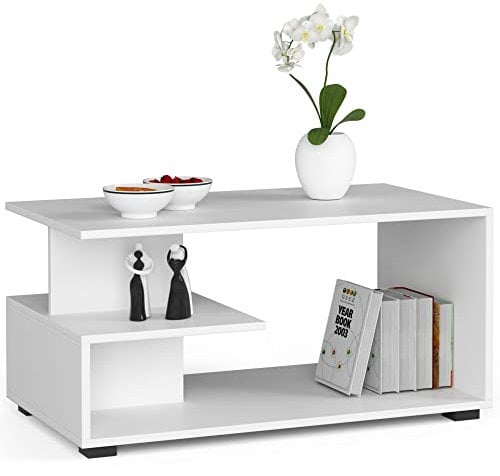 AKORD Couchtisch Holz | Pin 90 x 45 x 51 cm | Schrank für Wohnzimmer | Schlafzimmer Schrank | Minimalistisch Modernes Design | Laminatplatte 16 mm weiße Farbe