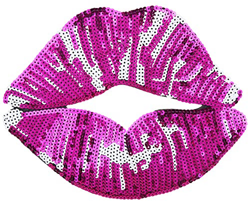 Locomo Pailletten-Kuss-Aufnäher zum Aufbügeln großer Aufnäher Lippen Mund sexy Valentinstag DIY Motiv Applique für Frauen Kleidung Jacke T Shirt Mantel Dekoration