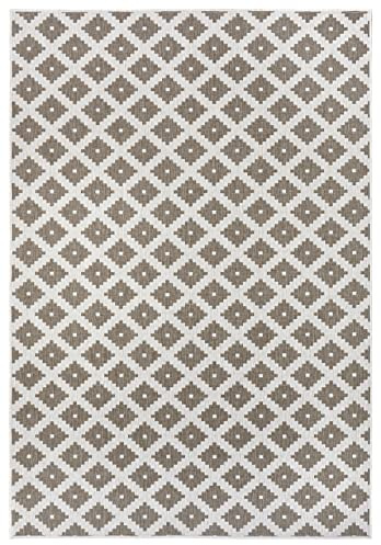 NORTHRUGS In- und Outdoor Teppich Nizza 120x170cm - Wendeteppich Wetterfest Modernes Geometrisches Muster für Balkon Terrasse Garten Wintergarten Küche Wohnzimmerteppich Wasserfest in Linen