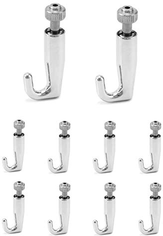 QWORK Art Gallery Display Wire Rope Hanger Hooks, 10 Pack Adjustable Metal Hooks Fit 2.0mm Steel Cables Wire Rope, Gallery Picture Hanging System