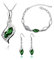 FDEETY Strass Brautschmuck Set Österreichischer Kristall Halskette Armband Ohrring Set für Damen Mädchen Engels Tränen Schmuck Set, Grün