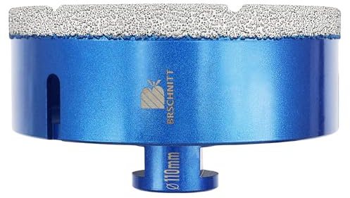 Forets Carrelage Diamant 110mm - BRSCHNITT Brasé Sous Vide et Trépans avec Filetage M14 pour Perçage à sec en Porcelaine Carrelage Granit Marbre