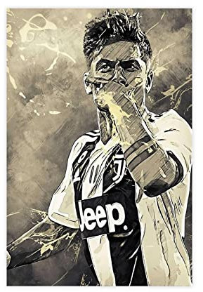 RIPEX Paulo Dybala Poster Fußball Fußball Bild Leinwand Poster Wandkunst Dekor Druck Bild Gemälde für Wohnzimmer Schlafzimmer Dekoration Rahmen Stil 50 x 75 cm