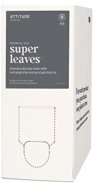 ATTITUDE Recharge Gel Douche & Shampooing 2-en-1 aux huiles essentielles, certifié EWG, testé dermatologiquement, végan, Menthe & Orange Douce, 2 L