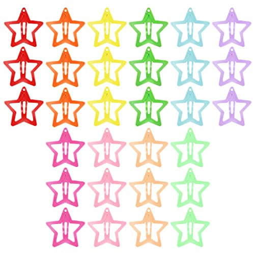 30 Stücke Haarspangen Sterne Klein, Star Hair Clip Haarschmuck Sterne Haarklammer Mädchen Glitzer Haarspangen Süßigkeiten Farbe Metall Haarspange Kinder Niedlichen Haar Haarspangen Für Mädchen(Bunt)