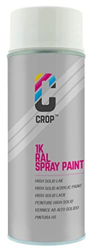 CROP Peinture en bombe RAL 9016 Blanc Signalisation - Couverture élevée, Séchage rapide, 100% inaltérable - Auto, Moto & Bricolage - Brillant satiné - 400ml
