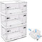 BTGGG 3 Pack Collapsible Storage Box Extra Large 57L*3 Stackable Clear Plastic Storage Box Organizer, 3 Sides Openable for Easy Access, Folding Containers Bin for Books Toys Clothes (White)