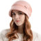 Enwokran Damen Strickmütze Beanie Mütze Gefüttert Fleece mit Krempe Baskenmütze Warme Schirmmütze für Winter (Rosa)