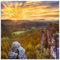 ARTland Wanddeko Glasbilder Wandbild Glas Bild einteilig 50x50 cm Quadratisch Sächsische Schweiz Natur Bäume Berge Felsen Sonnenuntergang U4XC