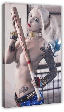 AmAzwi Harley Quinn Filmposter auf Leinwand, Wandkunst, Dekordruck, Bild Gemälde für Wohnzimmer, Schlafzimmer, Dekoration, Rahmen: 40 x 60 cm